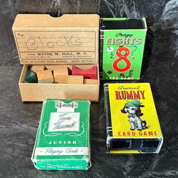 Four Vintage Games (Cards and Blocks) - Picture 1 of 15